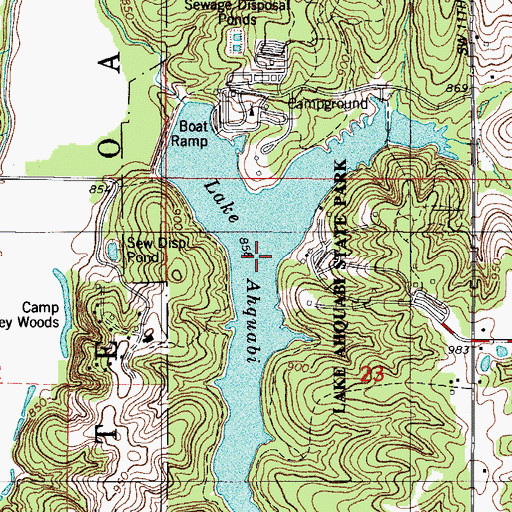 Topographic Map of Lake Ahquabi, IA