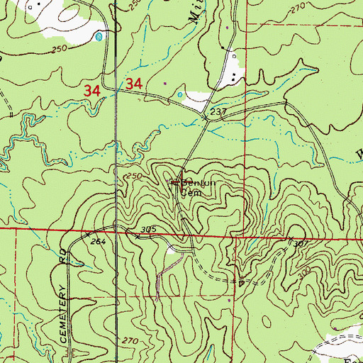 Topographic Map of Benton Cemetery, AR