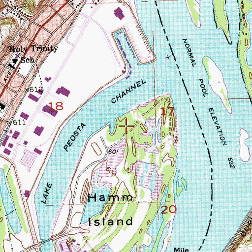 Topographic Map of Dubuque Greyhound Park, IA