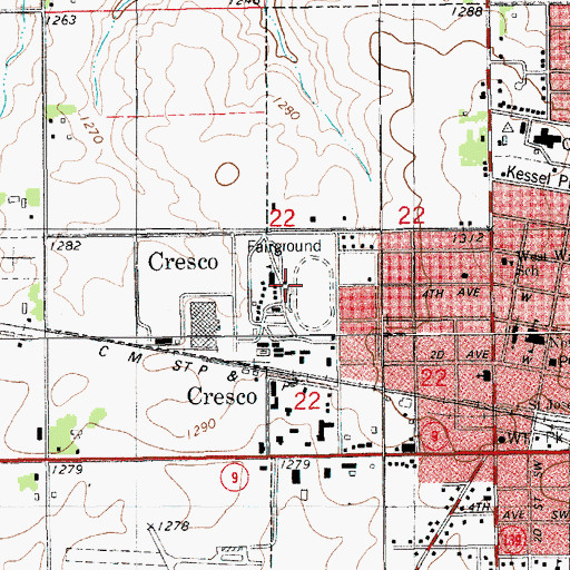 Topographic Map of Howard County Fairground, IA