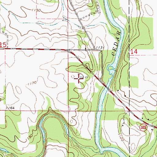 Topographic Map of Newburg, IA