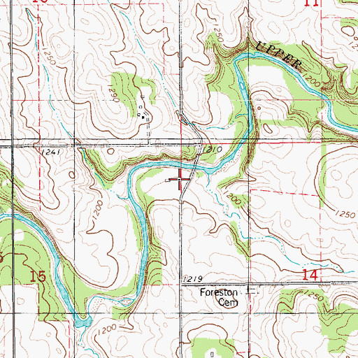 Topographic Map of Foreston, IA