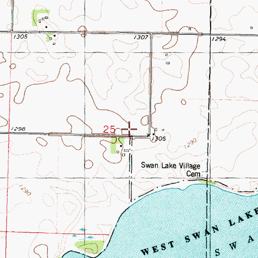 Topographic Map of Swan Lake, IA