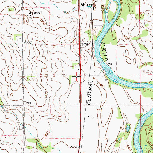 Topographic Map of Pearl Rock, IA