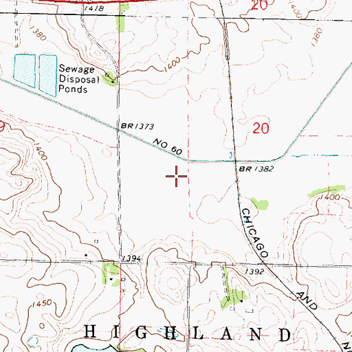 Topographic Map of Elbow Lake (historical), IA