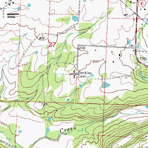 Topographic Map of Berkley Cemetery, AR