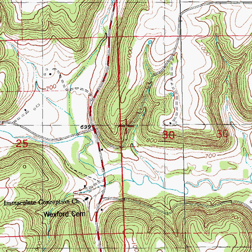 Topographic Map of Wexford District School (historical), IA