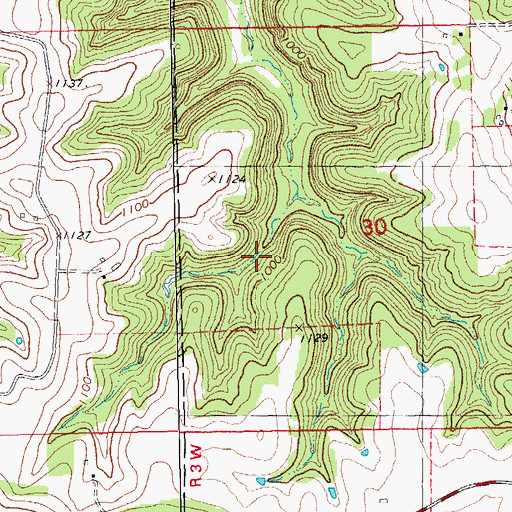 Topographic Map of Indian Prairie District School (historical), IA