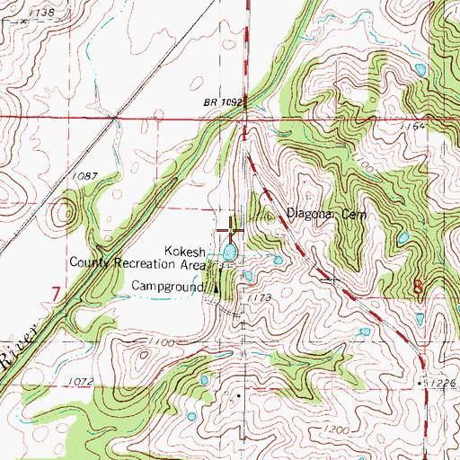 Topographic Map of Kokesh County Recreation Area, IA