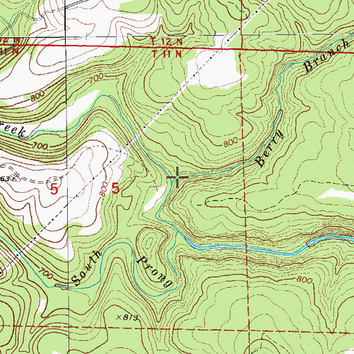 Topographic Map of Berry Branch, AR