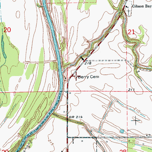 Topographic Map of Berry Cemetery, AR