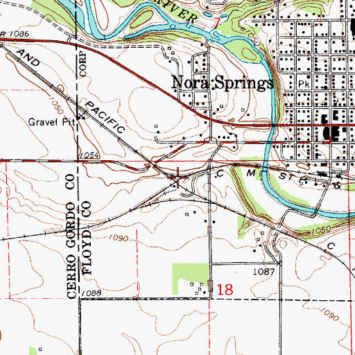 Topographic Map of Nora Junction, IA