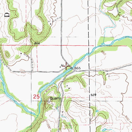 Topographic Map of Dover Mills, IA