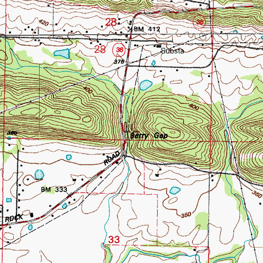 Topographic Map of Berry Gap, AR