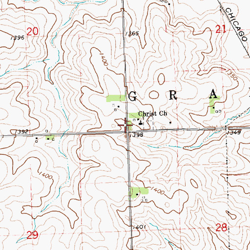 Topographic Map of Mammen, IA