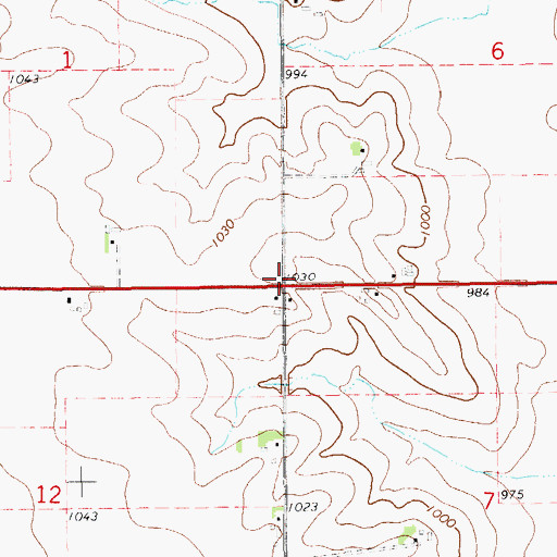 Topographic Map of Wapsie, IA