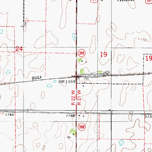 Topographic Map of Alden Station (historical), IA