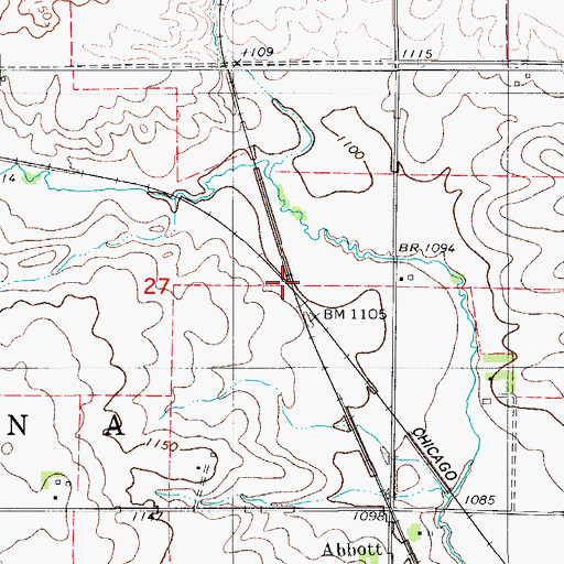 Topographic Map of Abbott Crossing (historical), IA