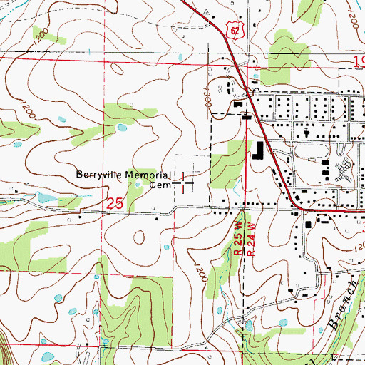 Topographic Map of Berryville Memorial Cemetery, AR