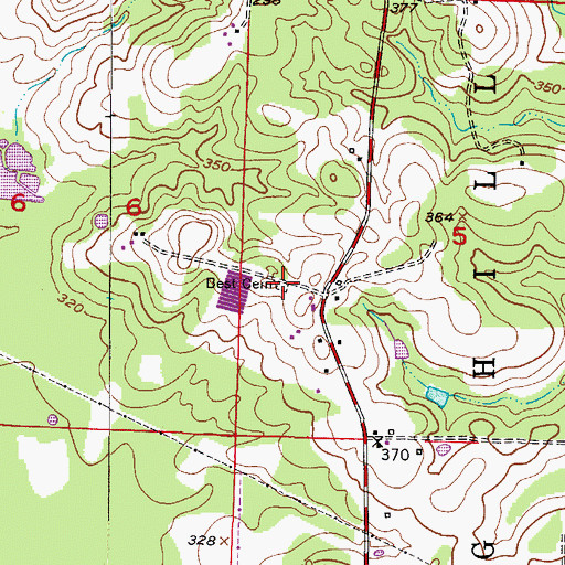 Topographic Map of Best Cemetery, AR