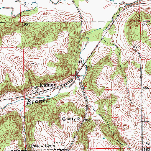 Topographic Map of Kidder, IA