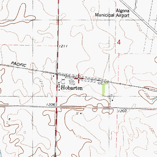 Topographic Map of Hobarton, IA