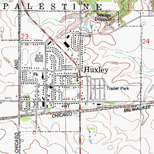 Topographic Map of Huxley, IA