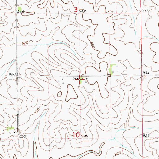 Topographic Map of Rogersville, IA
