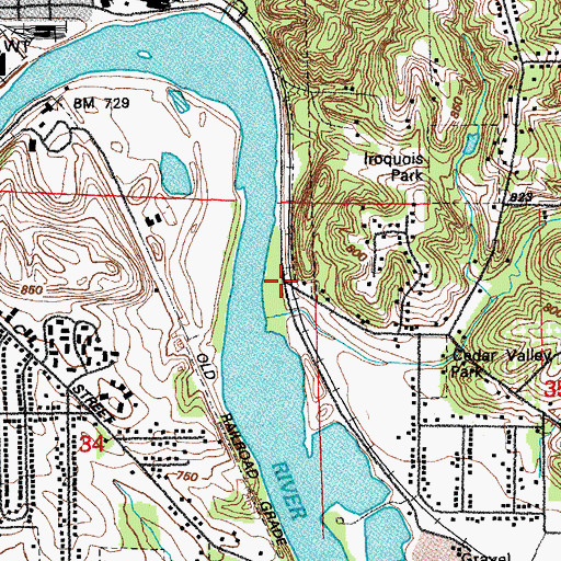 Topographic Map of East Rapids, IA