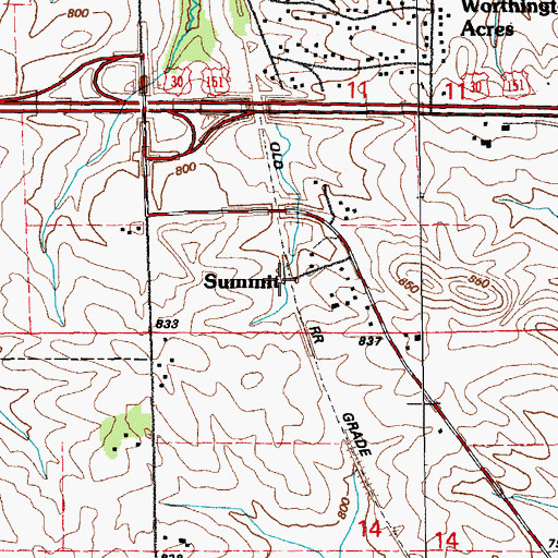 Topographic Map of Summit, IA