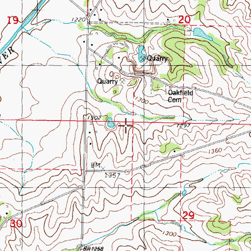 Topographic Map of Oakfield, IA