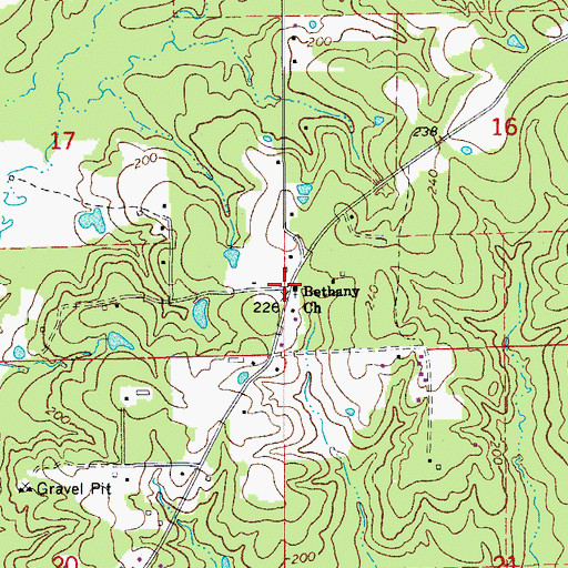 Topographic Map of Bethany Church, AR