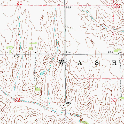 Topographic Map of Prairiebell, IA