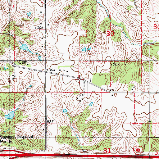 Topographic Map of Westfield, IA