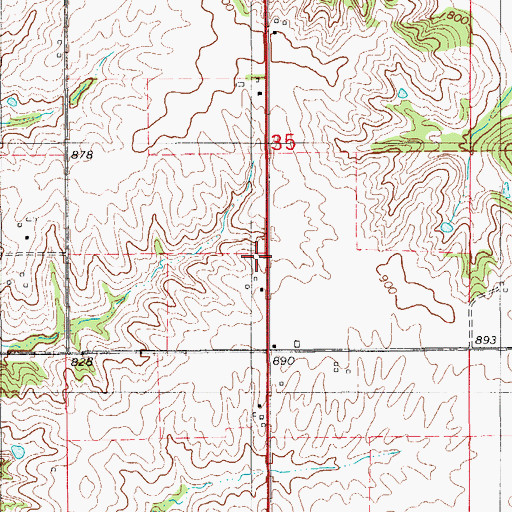 Topographic Map of Brownsville, IA