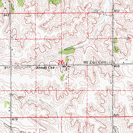 Topographic Map of Armah, IA