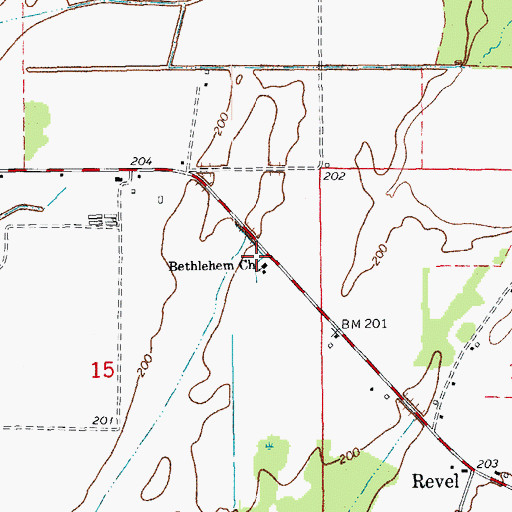 Topographic Map of Bethehem Church, AR