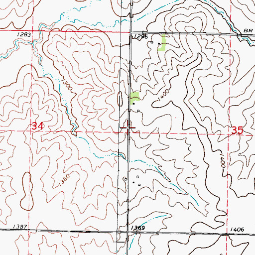 Topographic Map of Linwood, IA