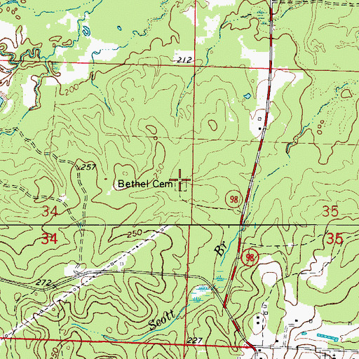 Topographic Map of Bethel Cemetery, AR