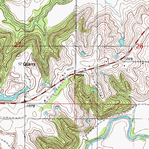 Topographic Map of Tileville, IA