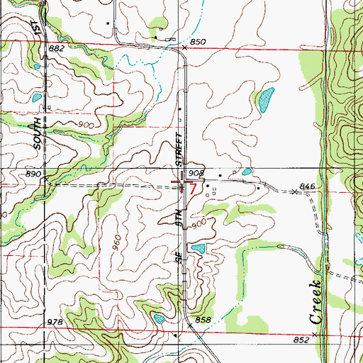 Topographic Map of Lawrenceburg, IA