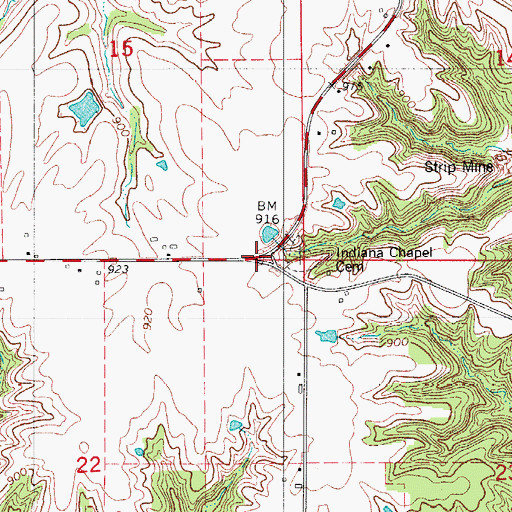 Topographic Map of Indiana, IA