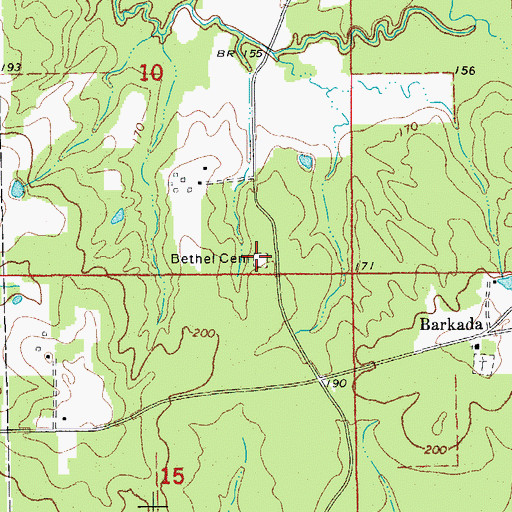 Topographic Map of Bethel Cemetery, AR