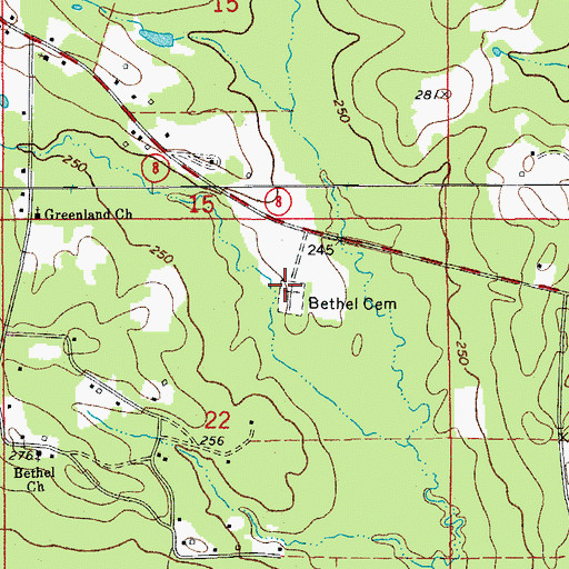 Topographic Map of Bethel Cemetery, AR