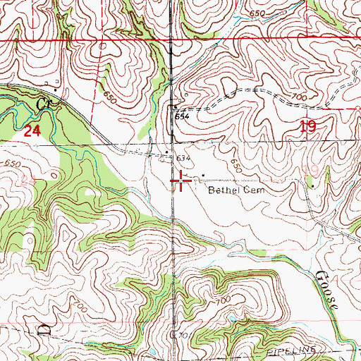Topographic Map of Bethel, IA