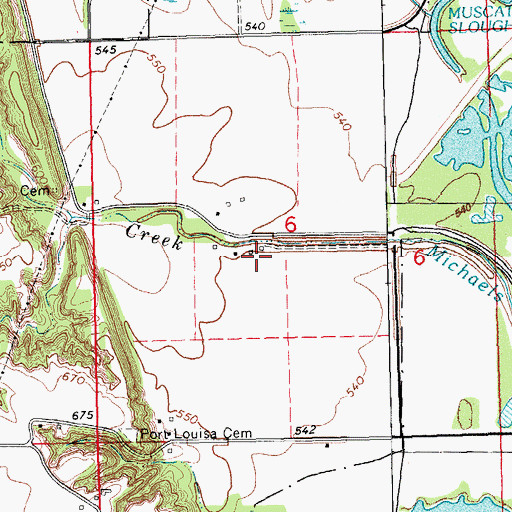 Topographic Map of Port Louisa, IA