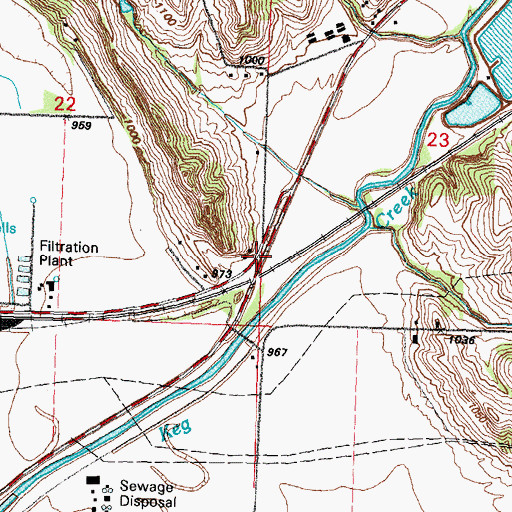 Topographic Map of Mills, IA