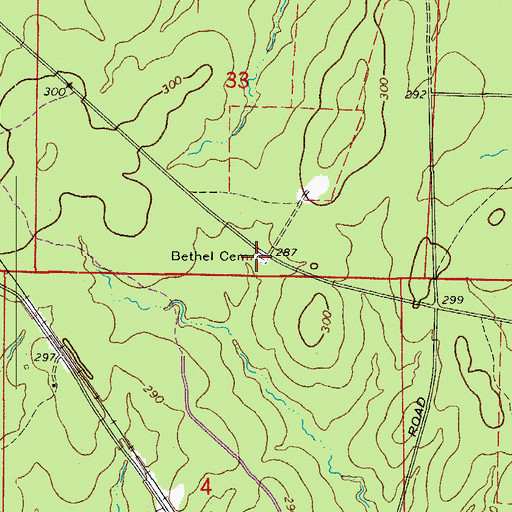 Topographic Map of Bethel Cemetery, AR