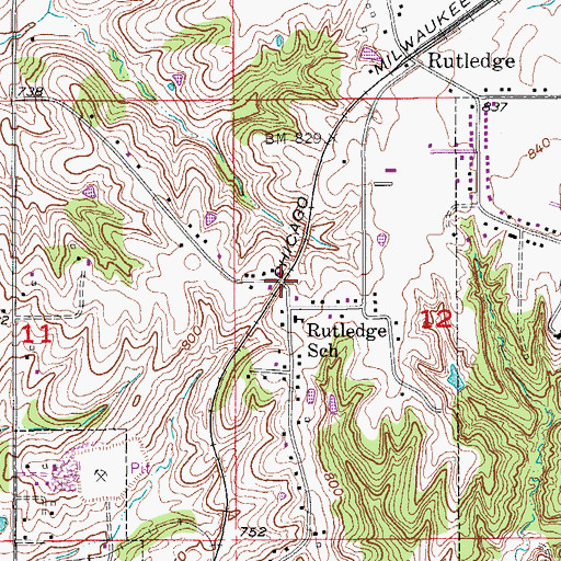 Topographic Map of Phillips, IA