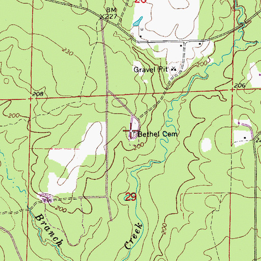 Topographic Map of Bethel Cemetery, AR
